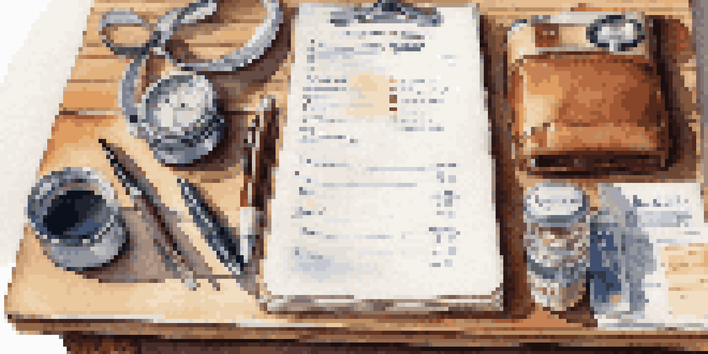 A travel checklist on a wooden table surrounded by a passport, toiletries, and a camera, illuminated by soft morning light.