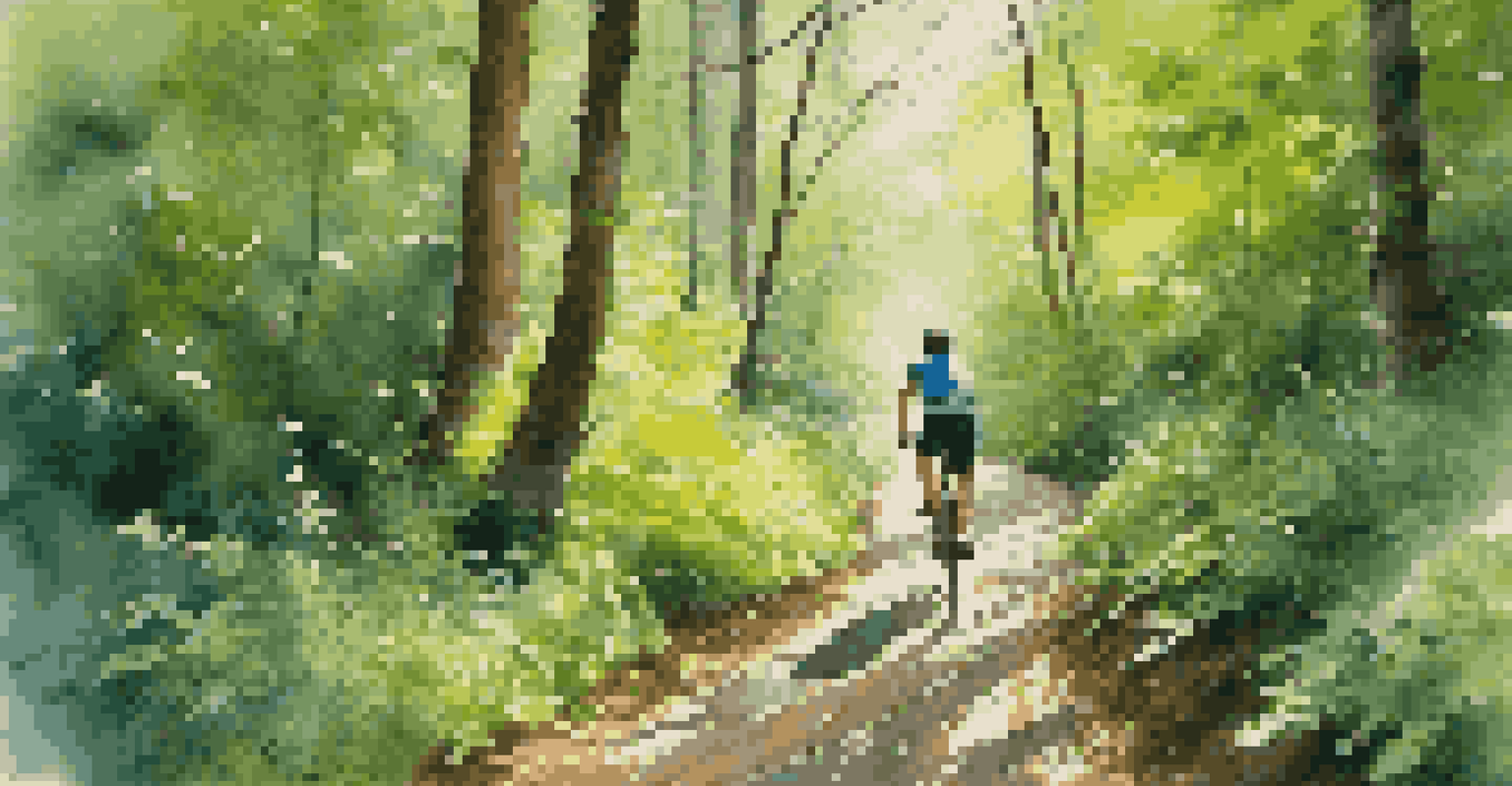 A cyclist riding through a vibrant forest trail in the Great Smoky Mountains.