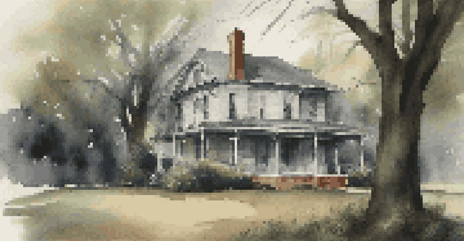 The Byers house in Jackson, Georgia, surrounded by trees and a mysterious atmosphere.