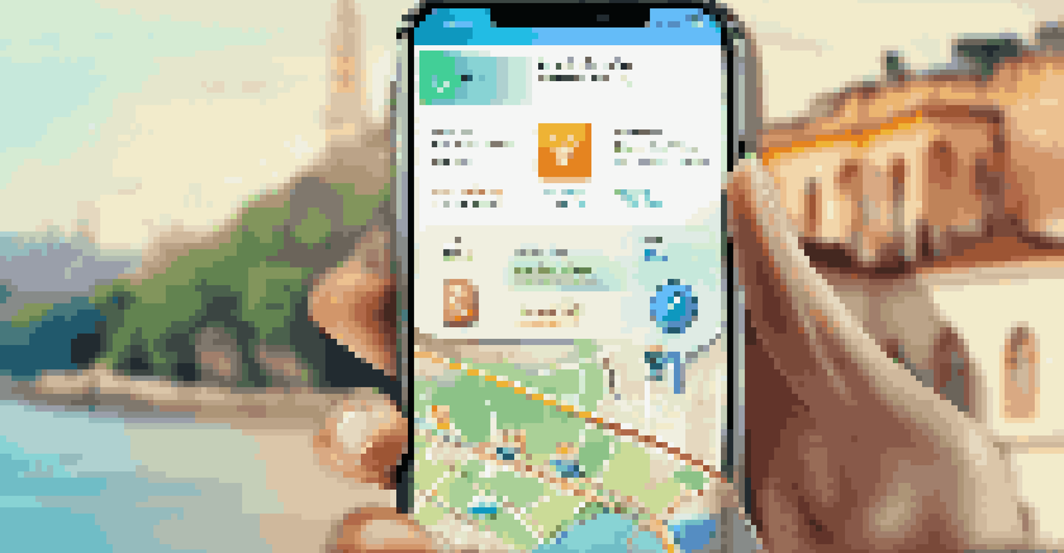 A smartphone close-up displaying a travel app's booking screen with vibrant destination images and secure payment options.