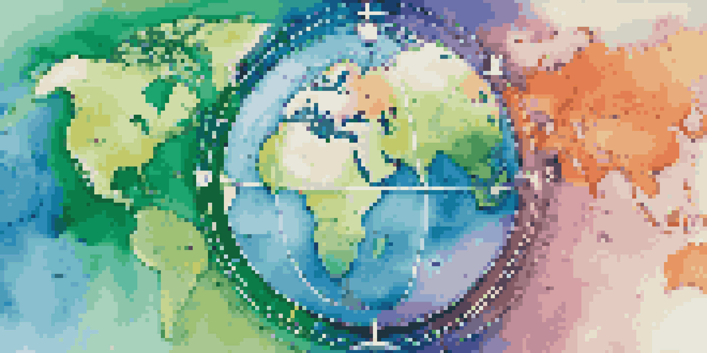 A globe highlighting different time zones with digital clocks showing local times in various major cities.