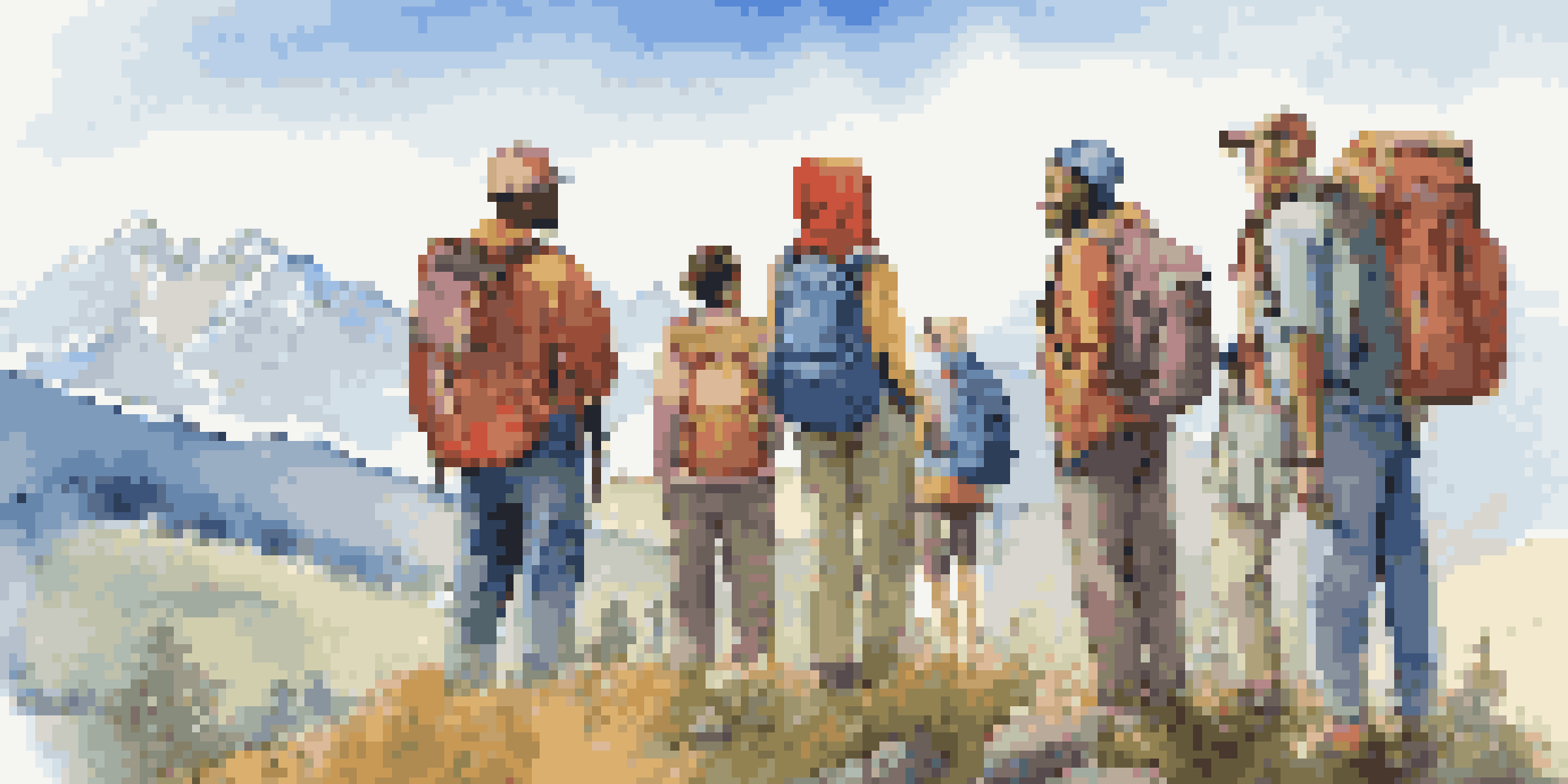 A diverse group of travelers enjoying the view from a hilltop, showcasing their camaraderie and sense of adventure.
