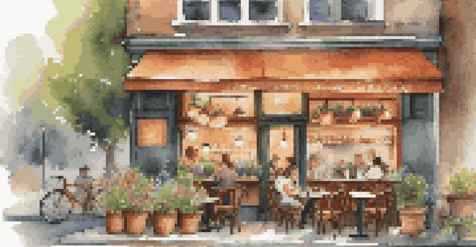 A charming local café with rustic decor, where people are enjoying coffee and pastries.