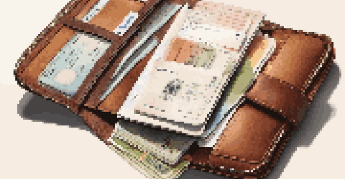 An open travel wallet containing a passport, cruise tickets, and health documents under warm lighting.