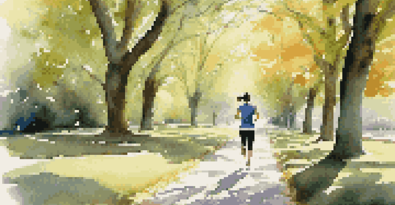 A person walking in a vibrant park, surrounded by blooming trees and sunlight filtering through the leaves, promoting a sense of vitality.