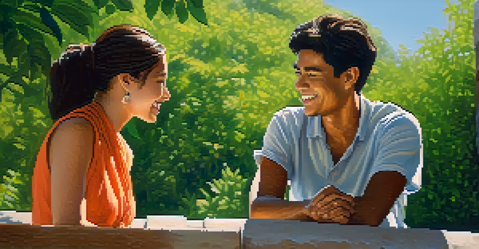 Two individuals from different cultures interacting outdoors, one bowing and the other smiling.