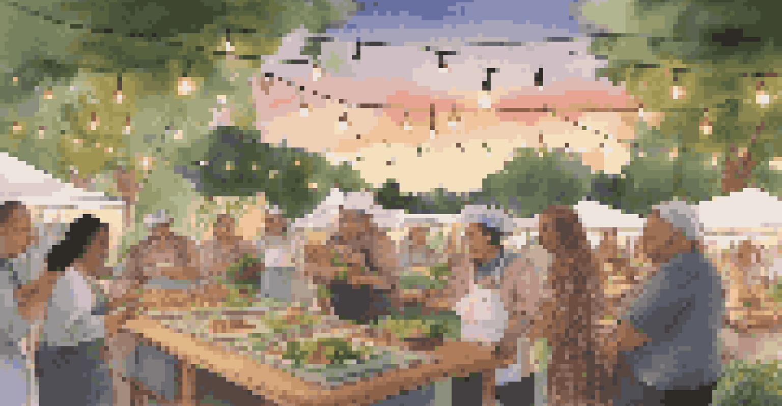 A chef demonstrating cooking techniques to an audience at an outdoor culinary workshop with a cozy atmosphere.