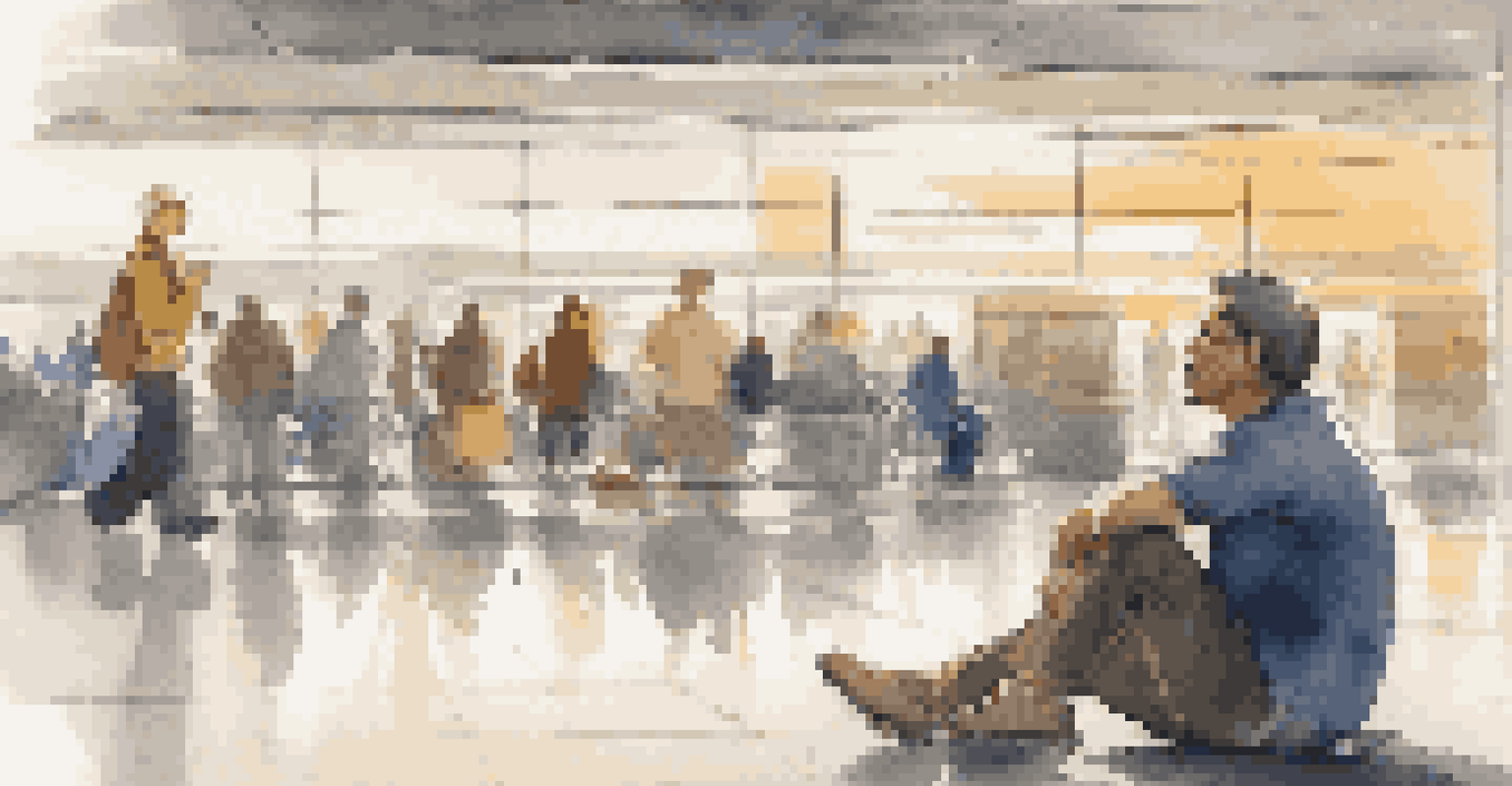 A person practicing calm breathing in an airport terminal with a travel buddy nearby, surrounded by blurred travelers.