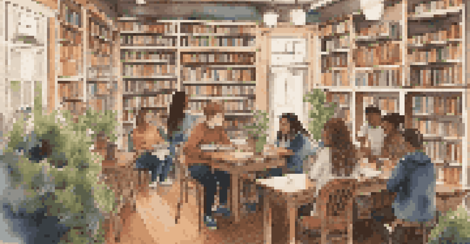 A welcoming bookstore hosting a poetry slam with teens gathered around, creating a creative atmosphere.