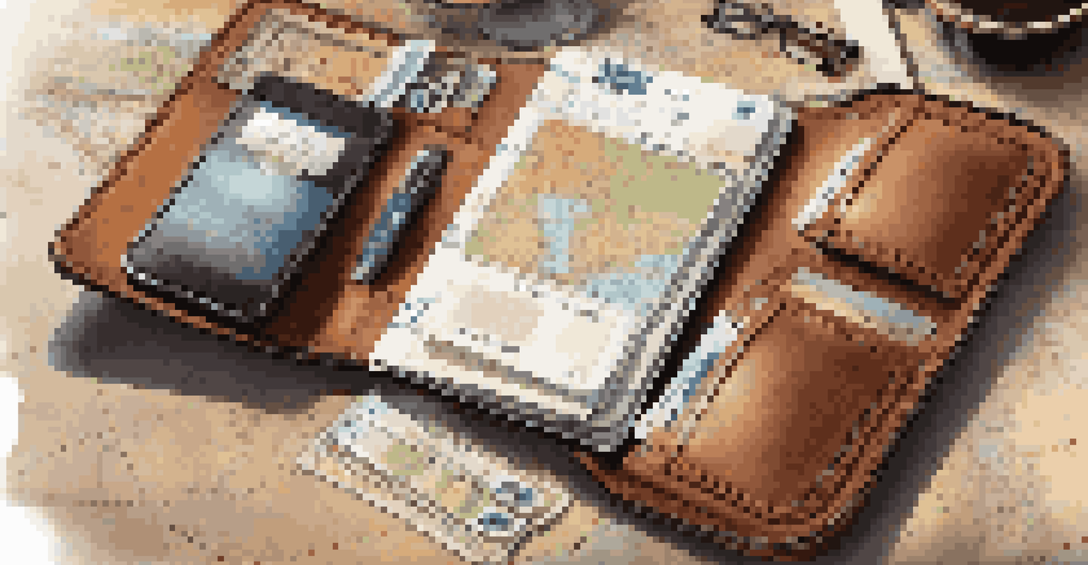 A travel document wallet containing passports and tickets, with a smartphone on a table next to a travel map and mug, illuminated by warm light.