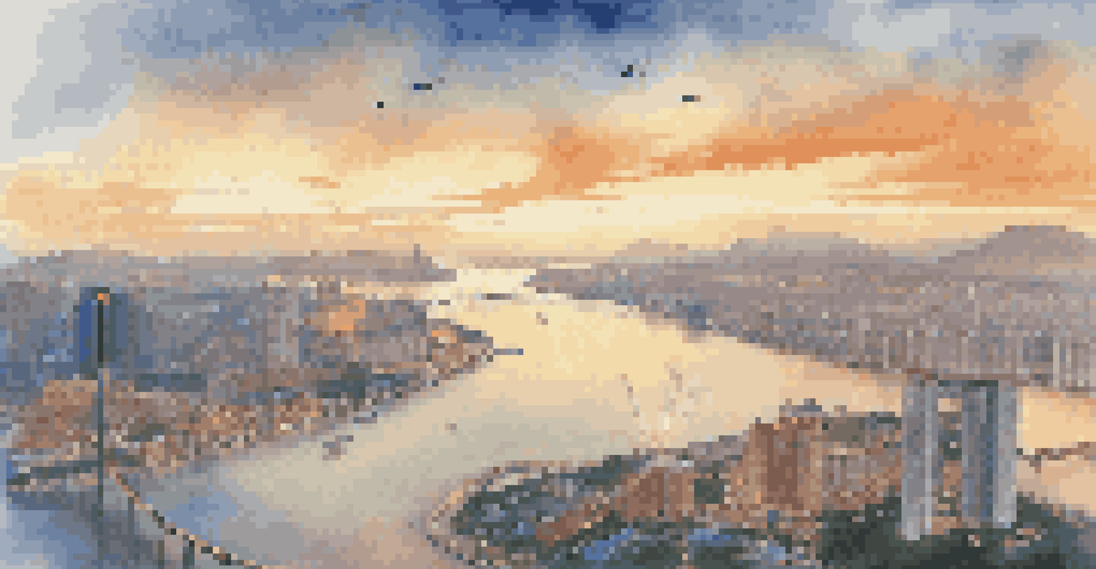 A jumper descending from the Macau Tower, with the city and river delta illuminated by the sunset in the background.