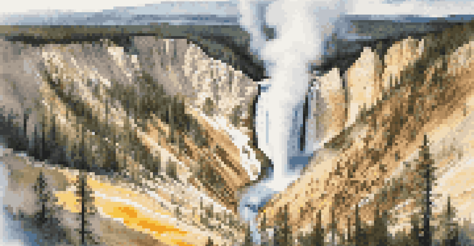 An aerial view of Yellowstone National Park showcasing colorful hot springs and geysers in a lush forest.
