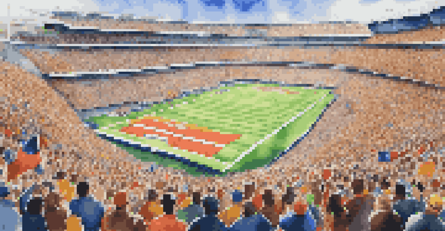 Aerial view of a packed stadium during a major sports event with enthusiastic fans.