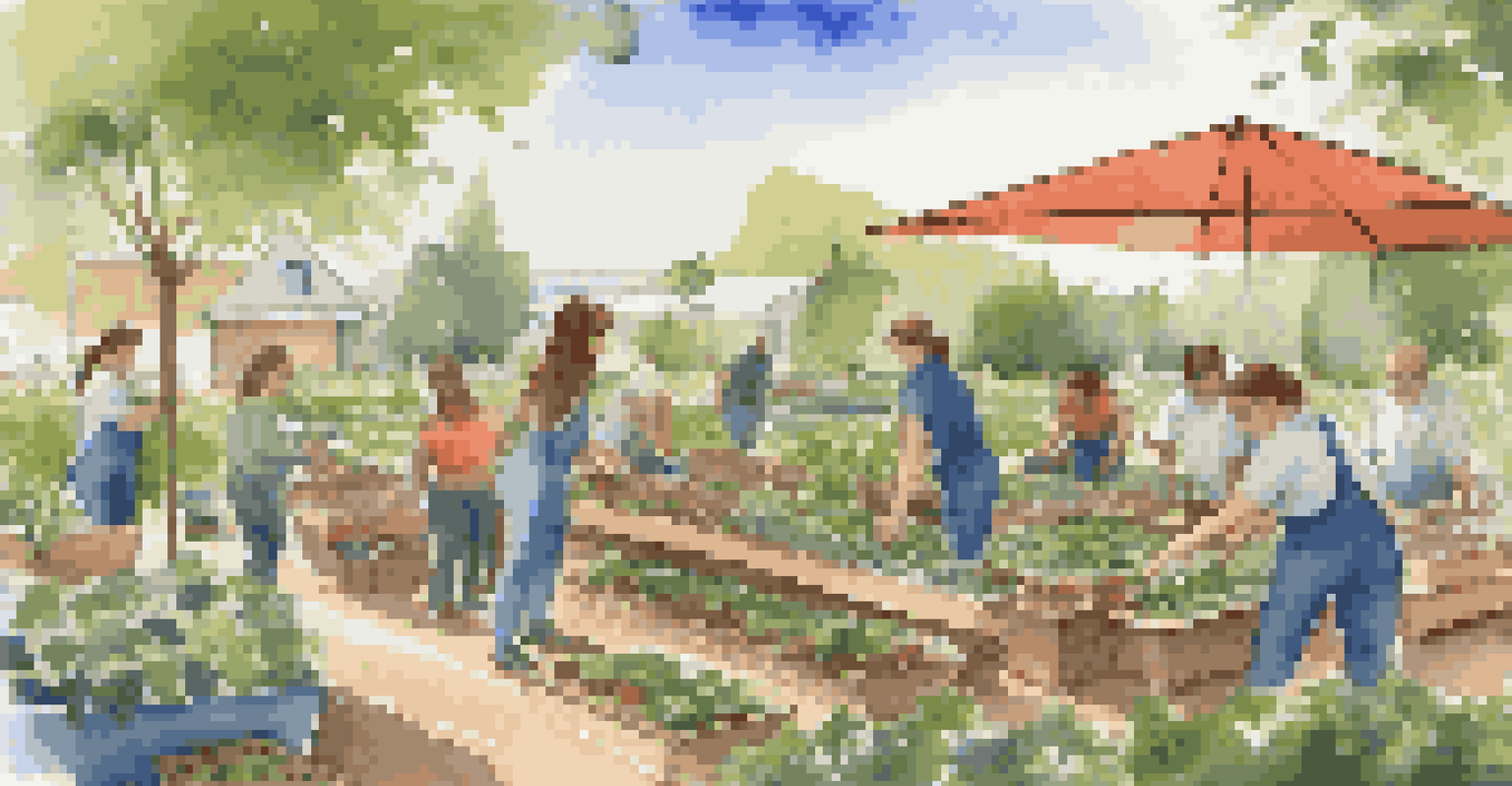 Participants in an outdoor workshop practicing sustainable gardening surrounded by plants.