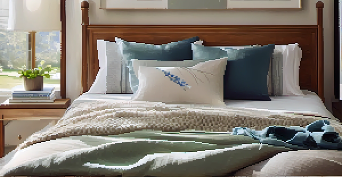 A stylish spring outfit displayed on a bed with a light t-shirt, long-sleeve shirt, jacket, scarf, and sunglasses, illuminated by natural light.