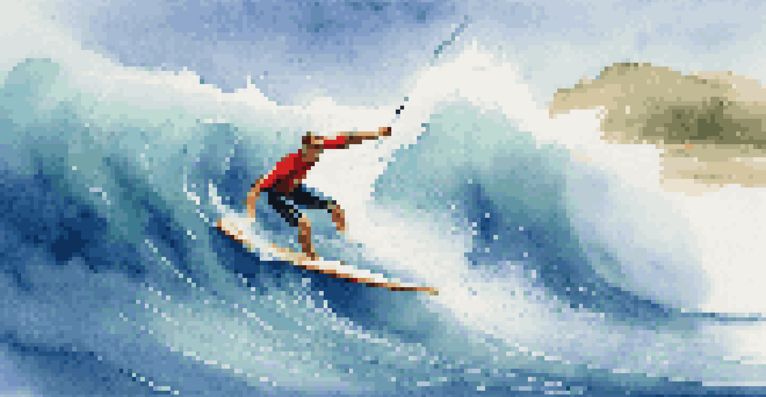 A paddleboarder riding a wave in the ocean, with splashes of water around them.