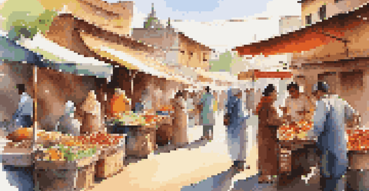 Travelers participating in a craft workshop with local artisans in a colorful market.