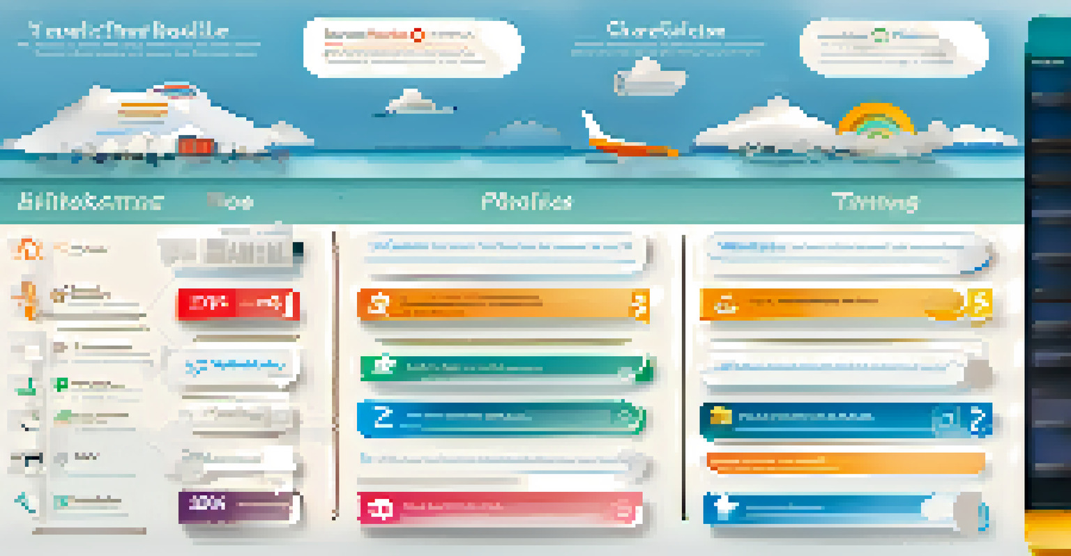 An infographic illustrating flexible booking and cancellation policies with colorful icons on a blue gradient background.