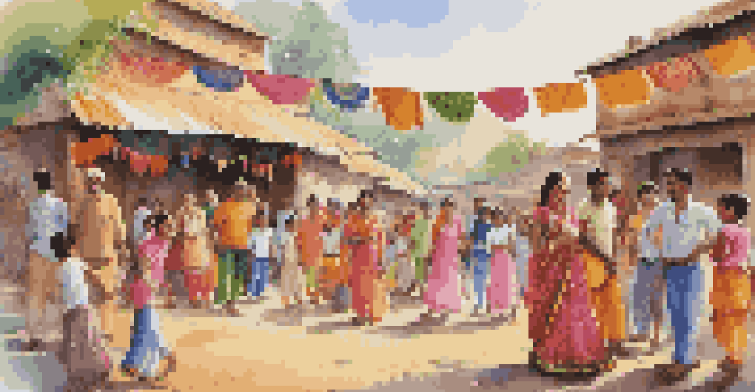 A family at a local Indian festival, children participating in traditional activities amidst vibrant decorations.