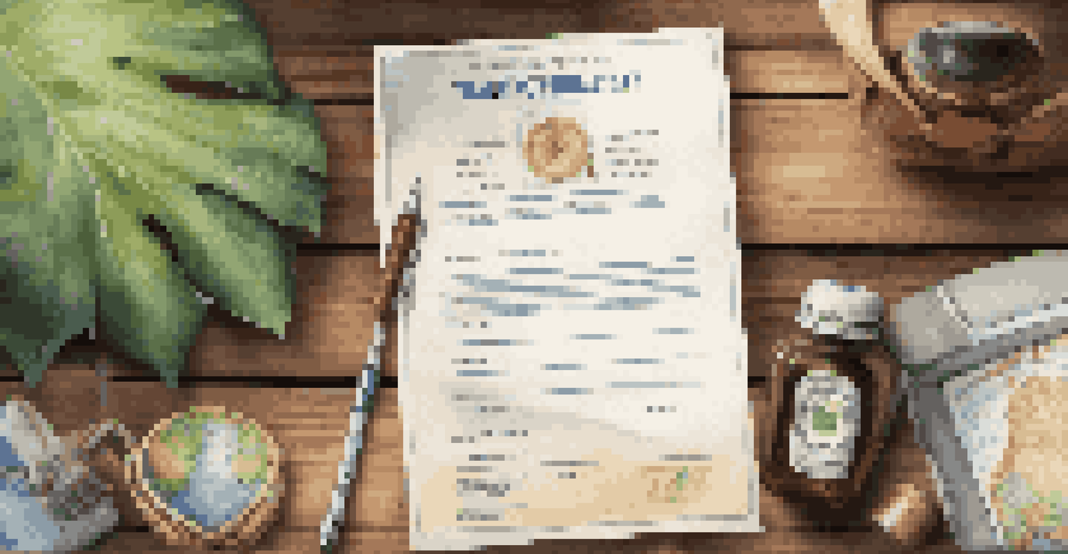 A travel insurance policy document among eco-friendly items like a reusable bottle and a globe on a wooden table.
