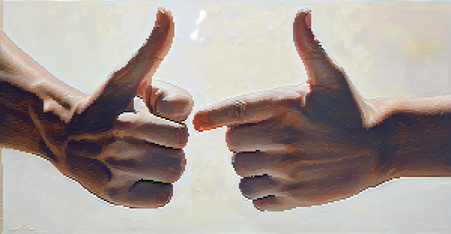 Close-up of two hands using gestures, one forming an 'OK' sign and the other a thumbs-up.
