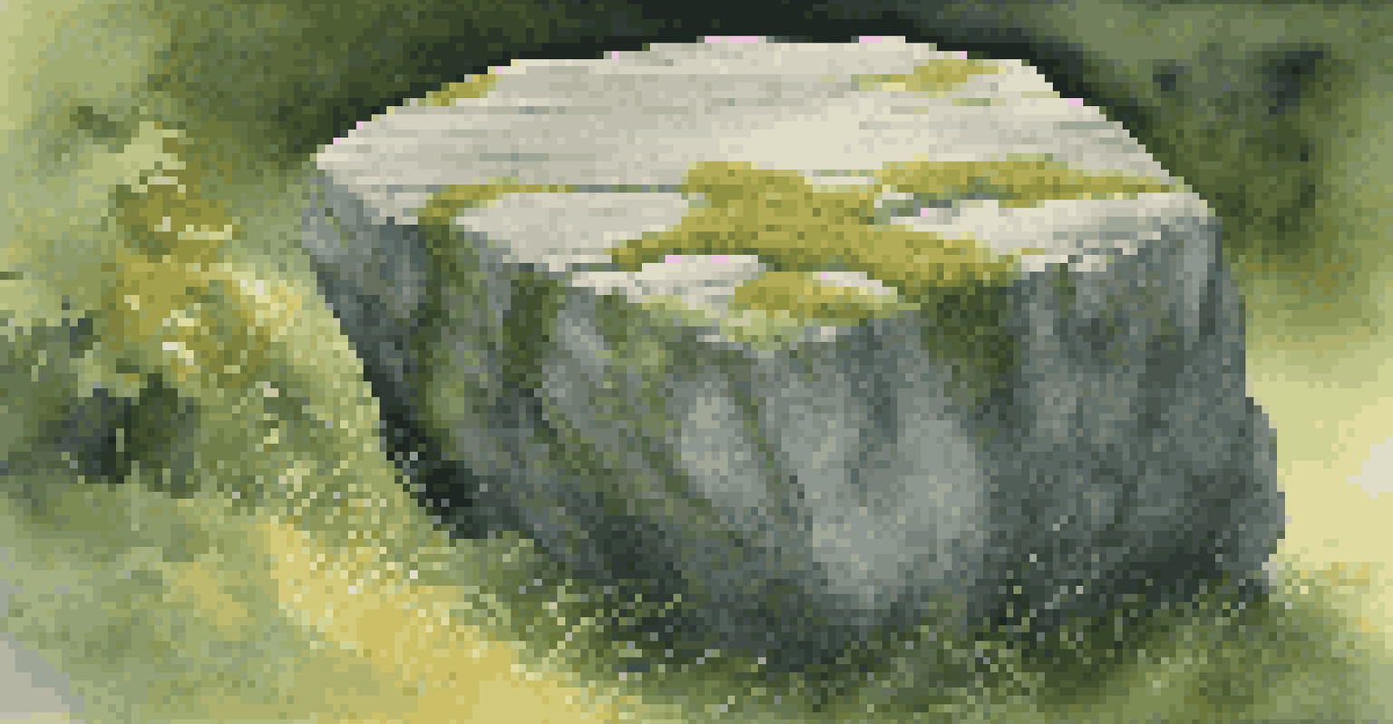 A close-up view of a bluestone at Stonehenge, highlighting its texture and moss with dappled sunlight.