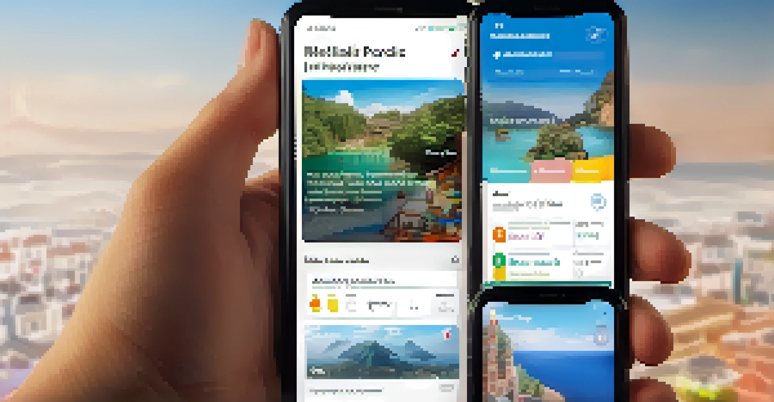 A smartphone displaying a travel app interface with itineraries and packing suggestions.