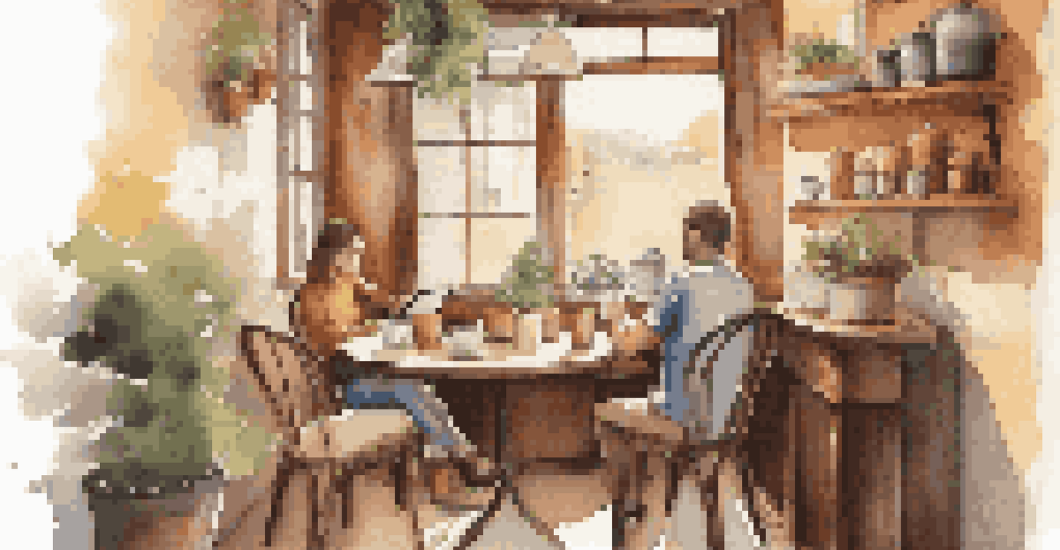 A traveler enjoying coffee at a café while using a digital tablet.