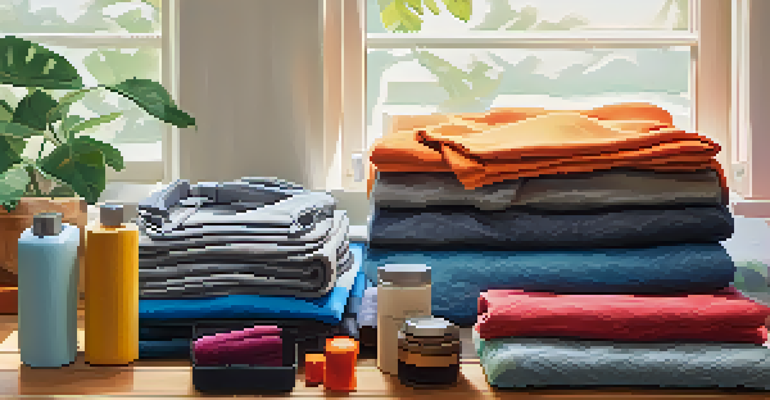 A neatly organized packing scene with rolled clothes, packing cubes, and a smartphone showing a travel itinerary, illuminated by natural light.