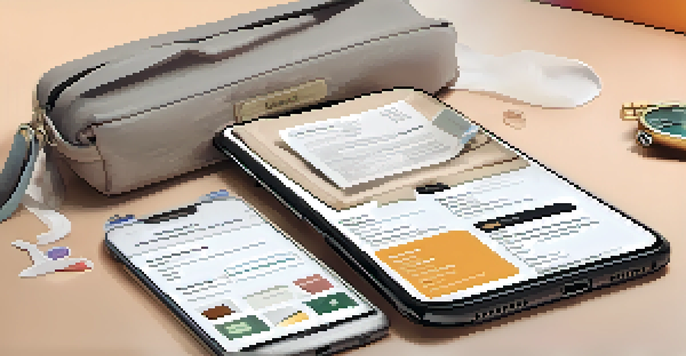 A close-up of a smartphone displaying a packing app interface with a personalized packing list, surrounded by travel essentials like a passport, sunglasses, and toiletries.