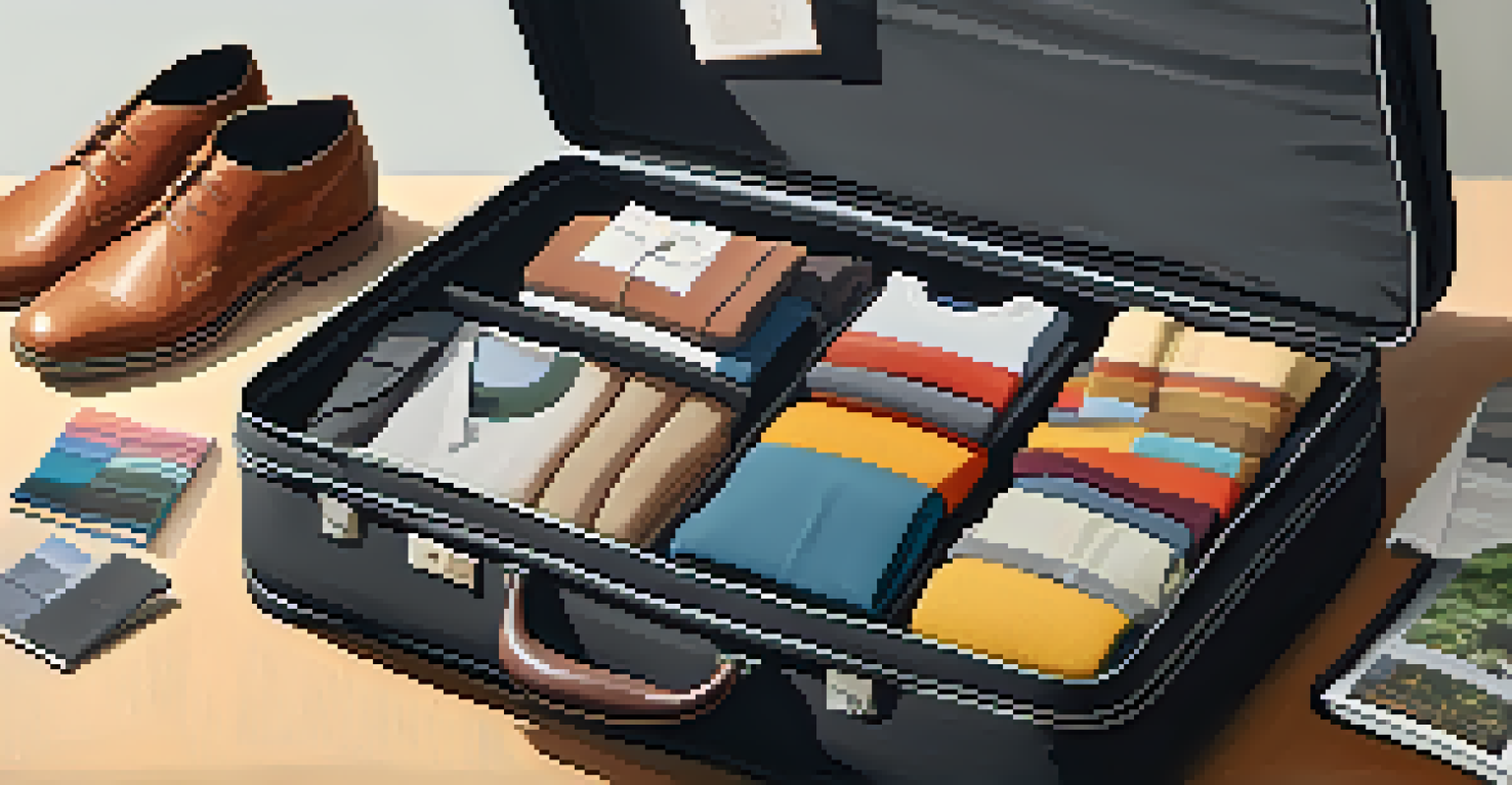 An open suitcase filled with colorful packing cubes and clothing, with stylish shoes and a travel guide visible, illuminated by natural light.