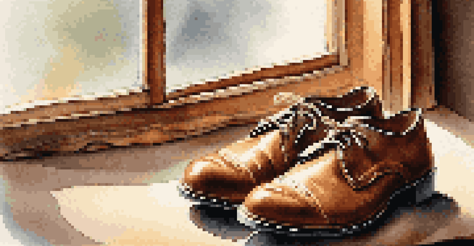 A close-up of leather shoes being stuffed with socks to keep their shape, showcasing intricate textures.