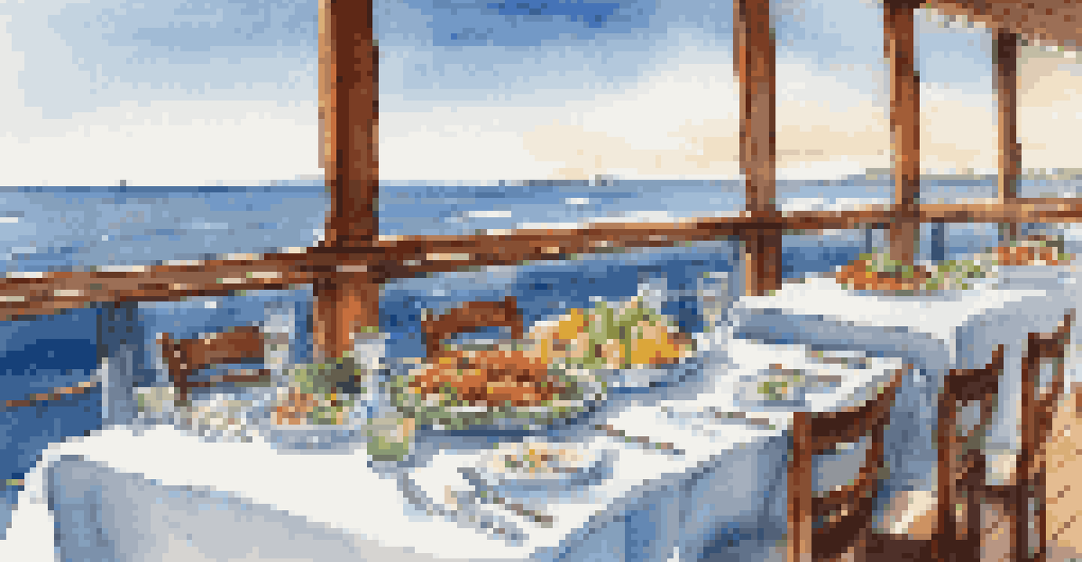 A dining table on a cruise ship deck featuring healthy gourmet meals, with blue ocean views and a bright sky.