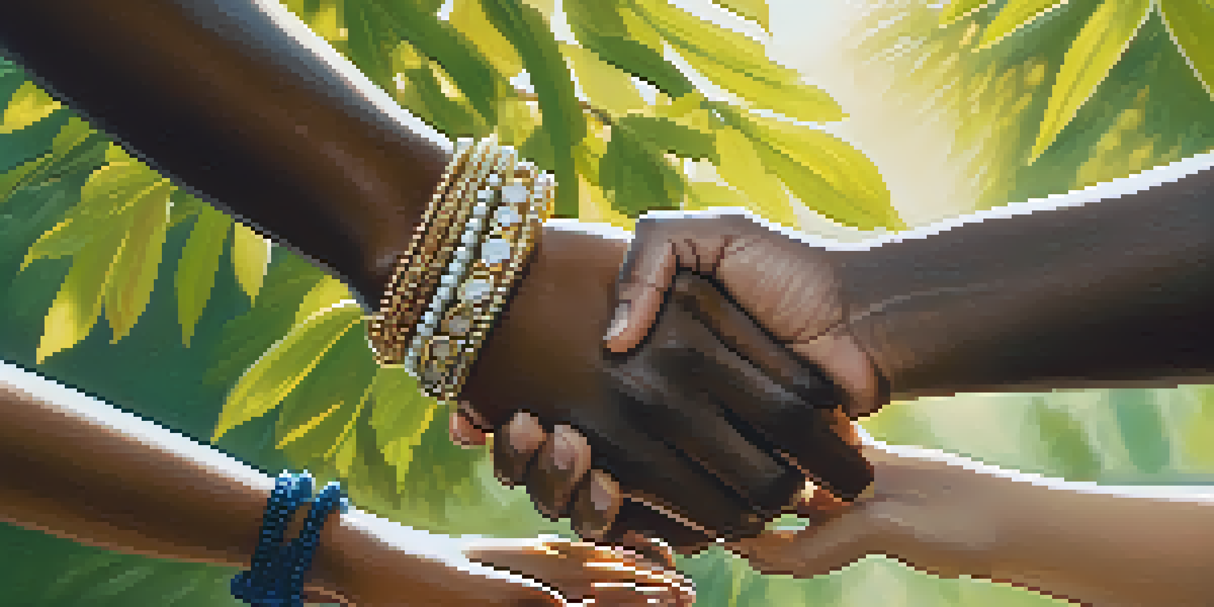 A close-up of diverse hands in a handshake against a blurred outdoor background, symbolizing respect and cultural greetings.