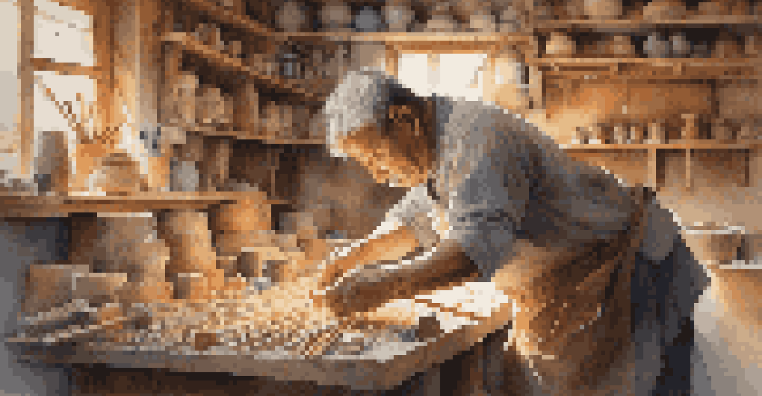 A local artisan crafting handmade goods in a colorful workshop.