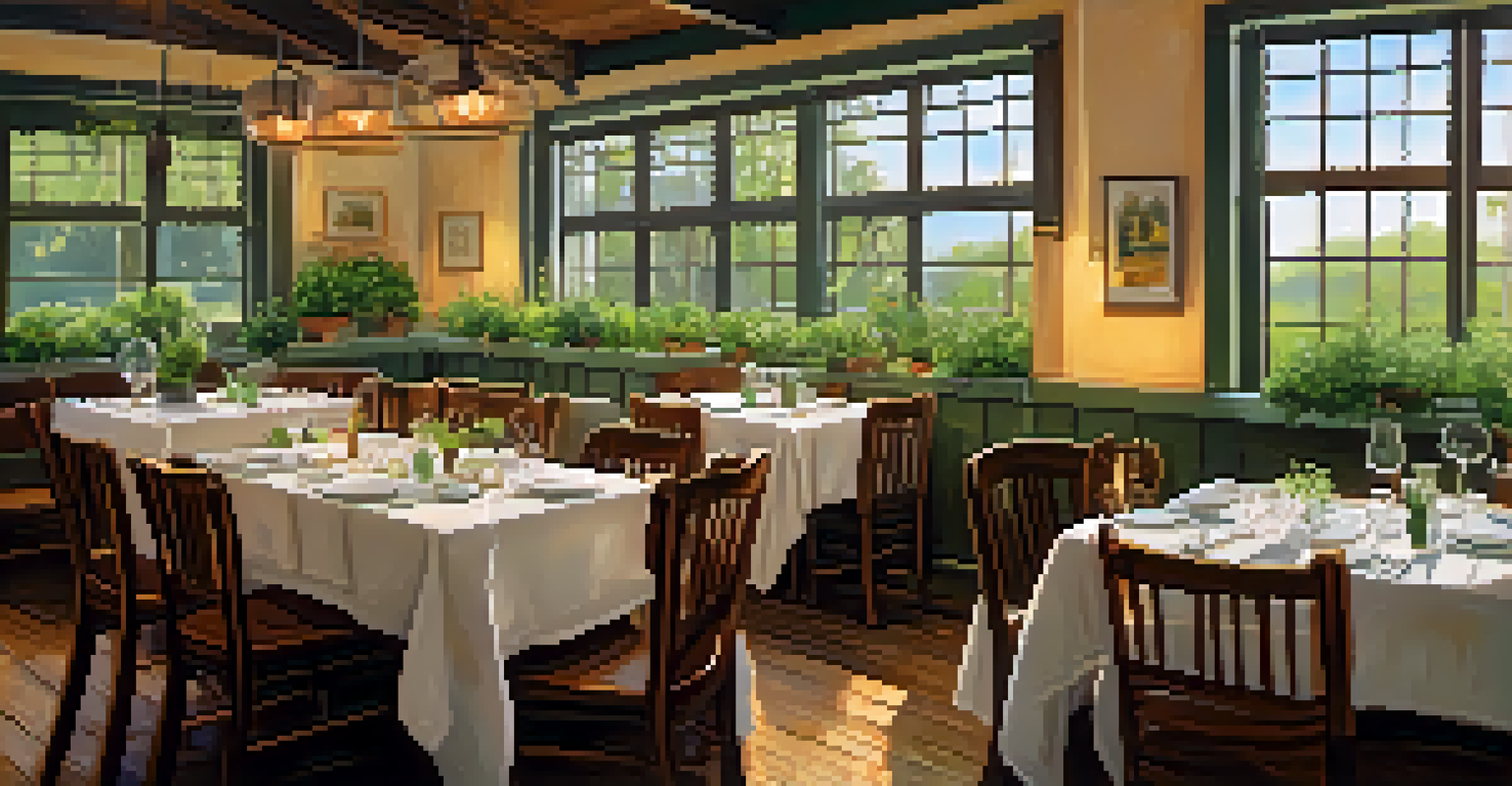 An inviting dining setting with fresh farm-to-table dishes and herbs on the table.