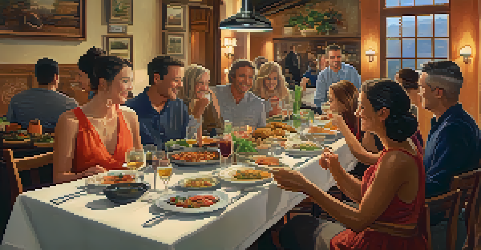 A group of people on a culinary tour sampling local dishes at a table.