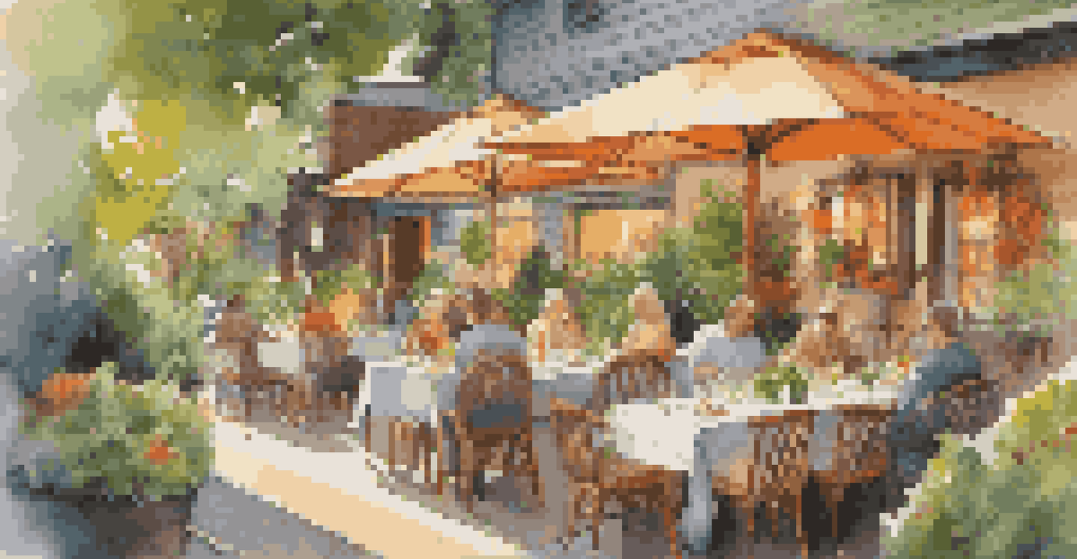 An outdoor dining setup with colorful farm-to-table dishes and greenery, creating a cozy atmosphere.