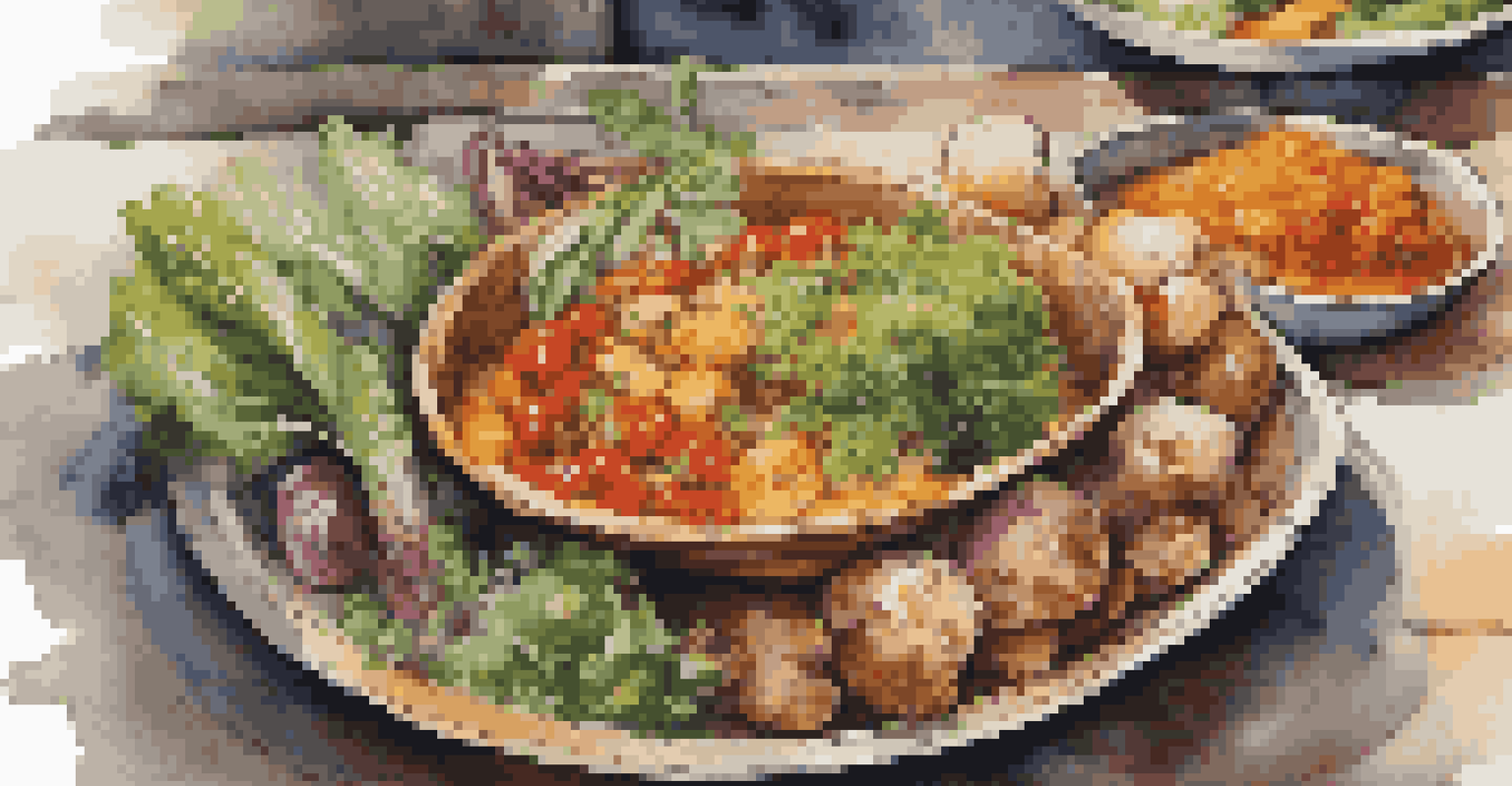 A close-up of a plated street food dish with vibrant colors and textures.