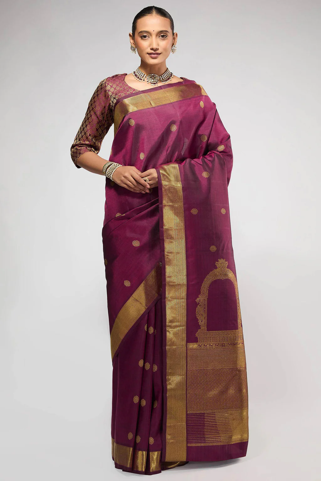 Thiruvakshi-Maroon Kanchipuram Silk Saree