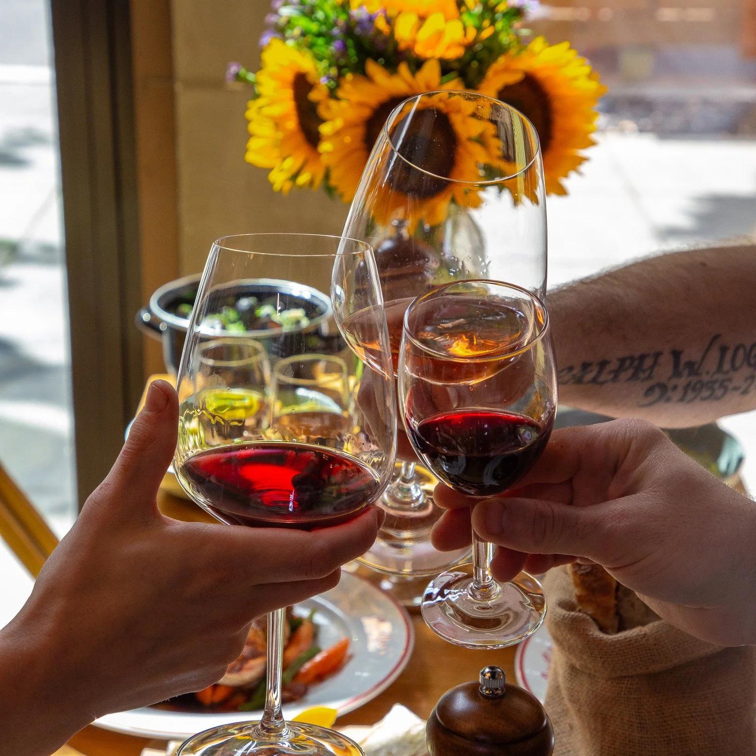 Wine poured at lunch in Amélie DC