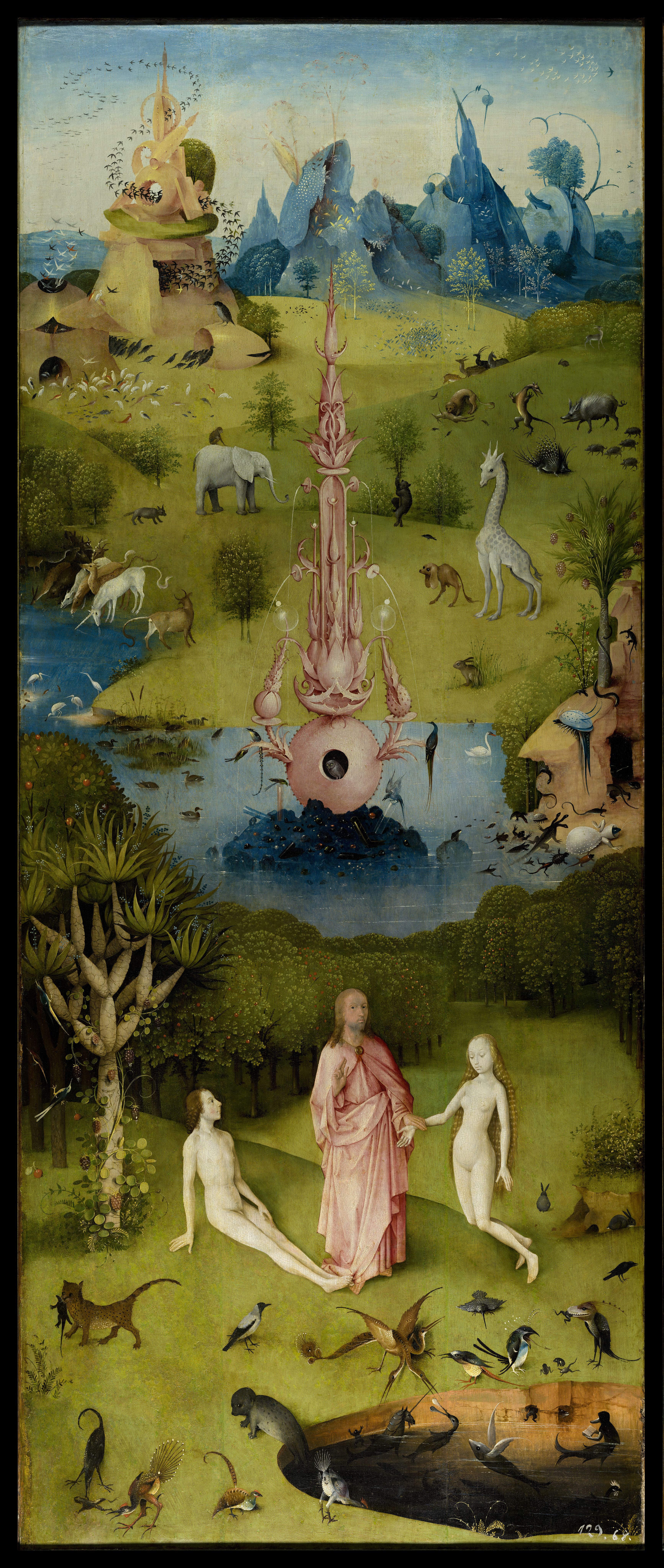 painel esquerdo do tríptico Jardim das Delícias Terrenas, Hieronymus Bosch, 1504