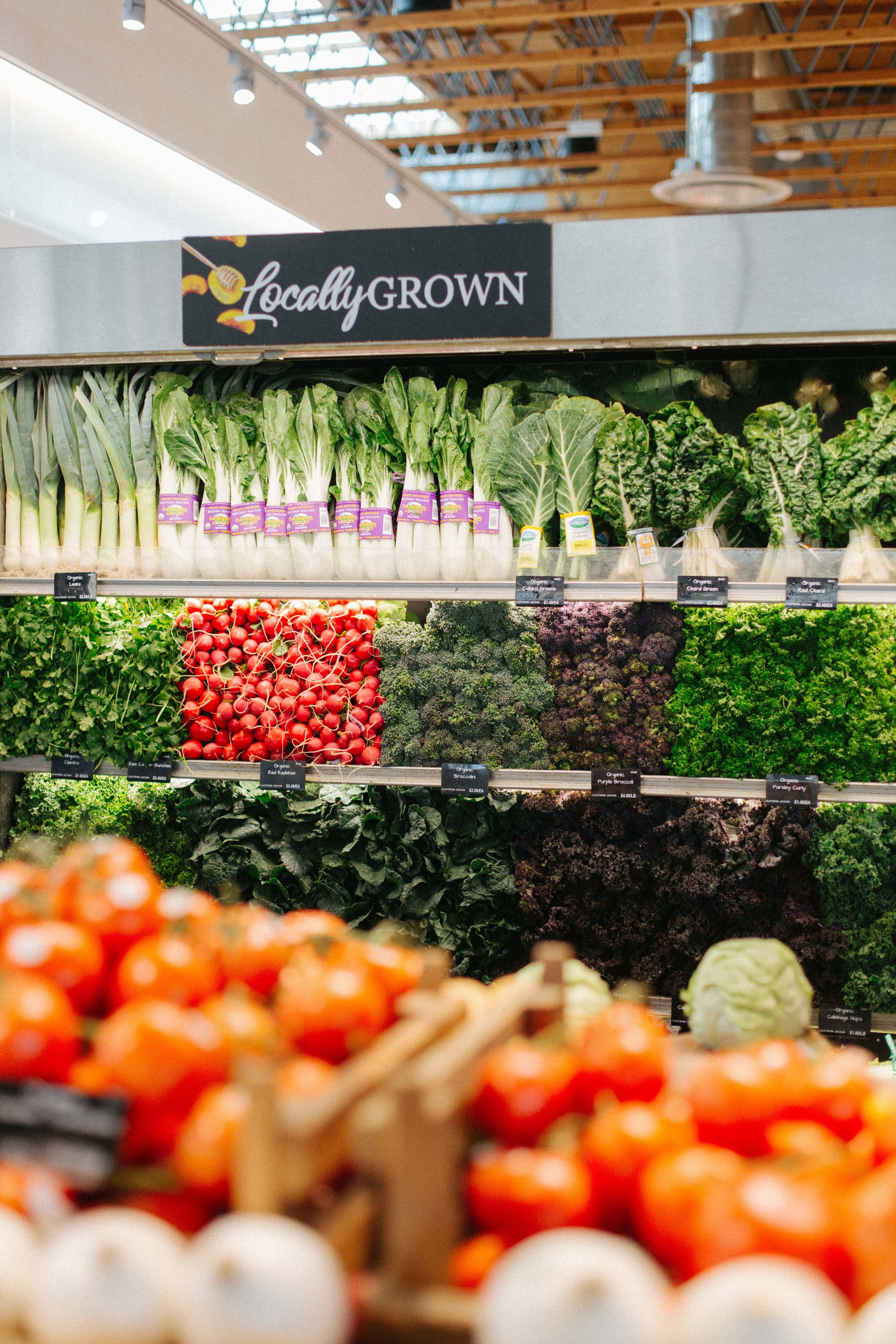 Picture of locally grown produce on Erewhon's shelves