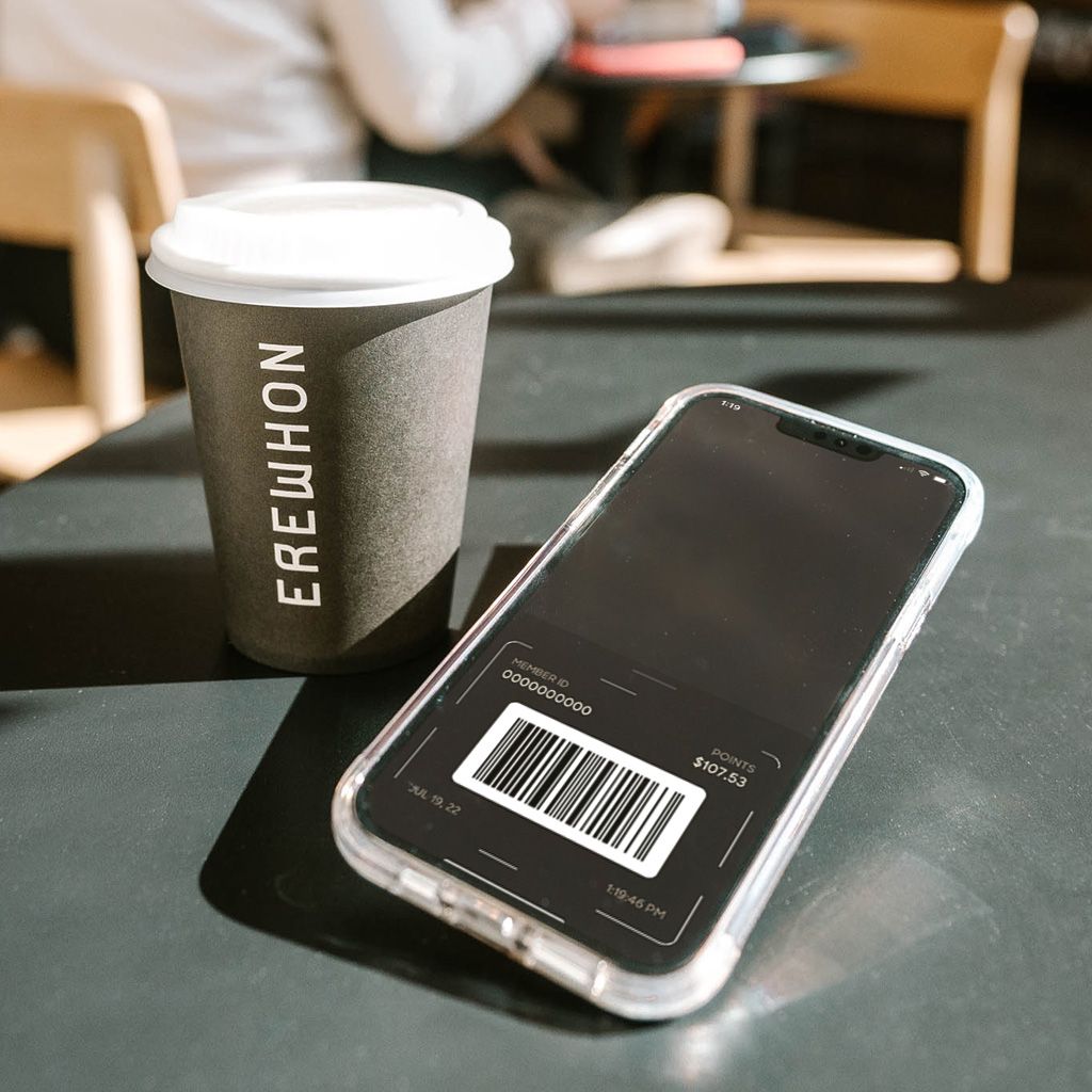 Mobile phone mock up with Erewhon member card