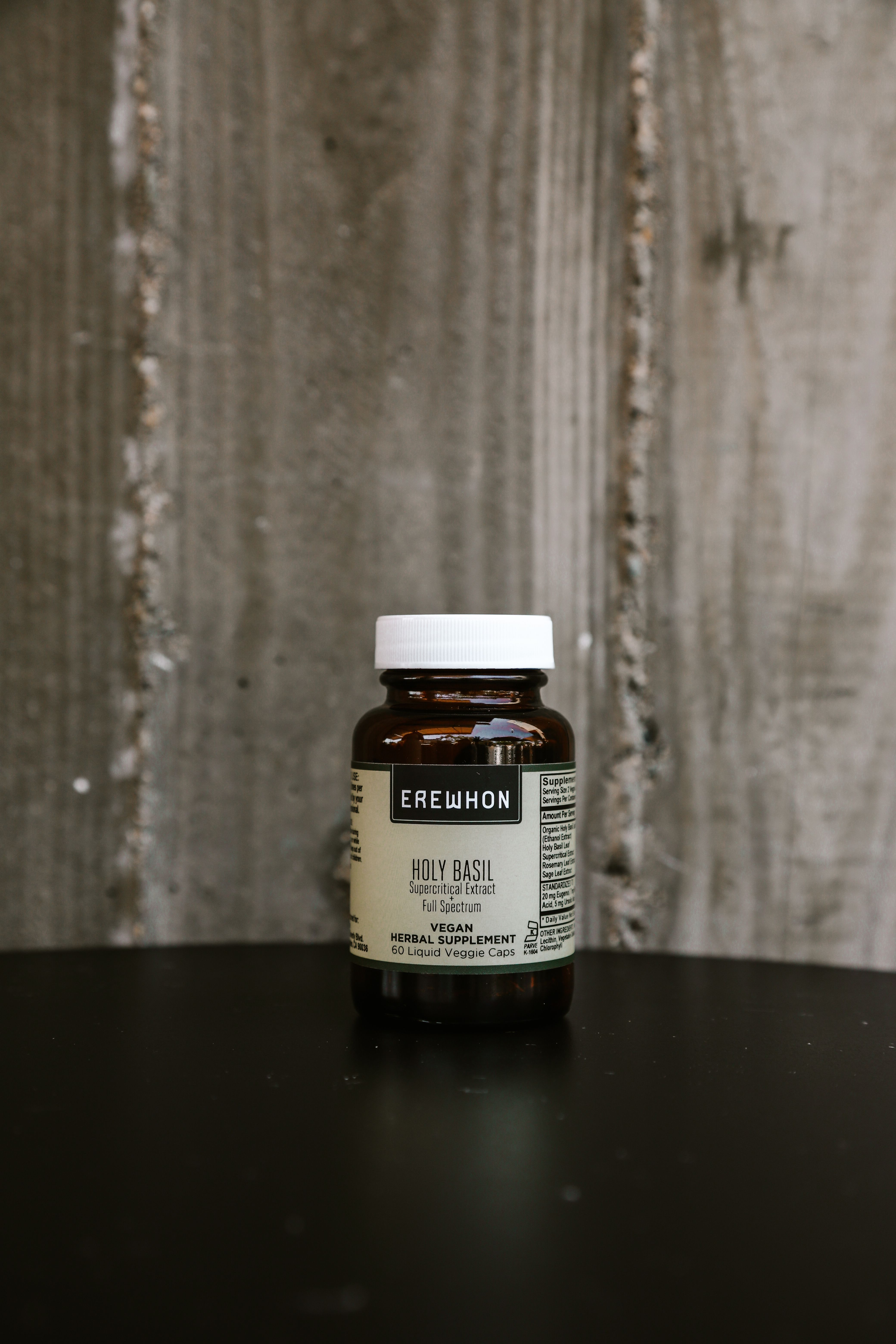 Erewhon Product, container of Holy Basil herbal supplement