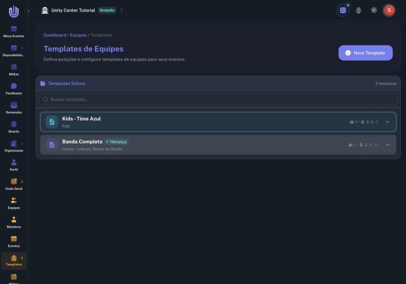 Template com indicador de herança configurada