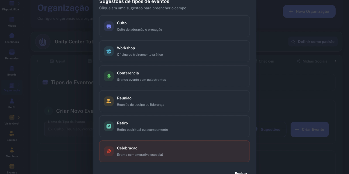 03. Como criar tipos de eventos no Unity Center