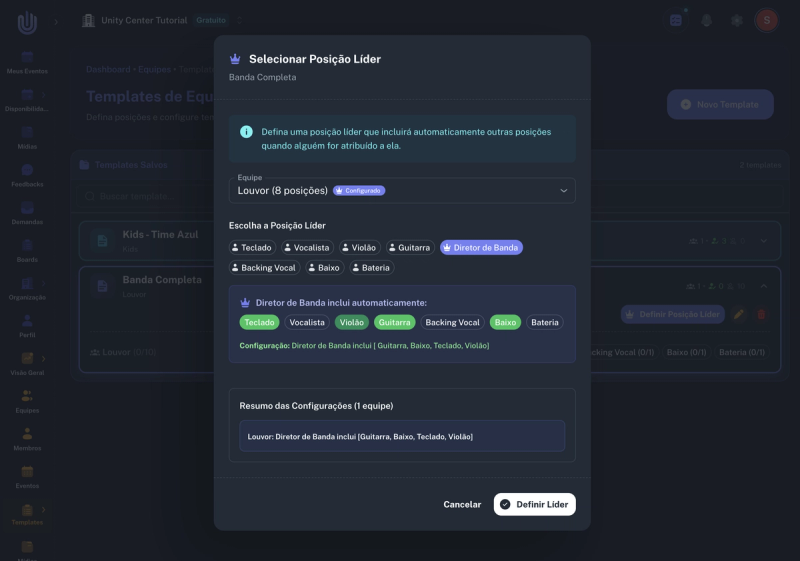 Herança configurada com Guitarra Baixo Teclado e Violão