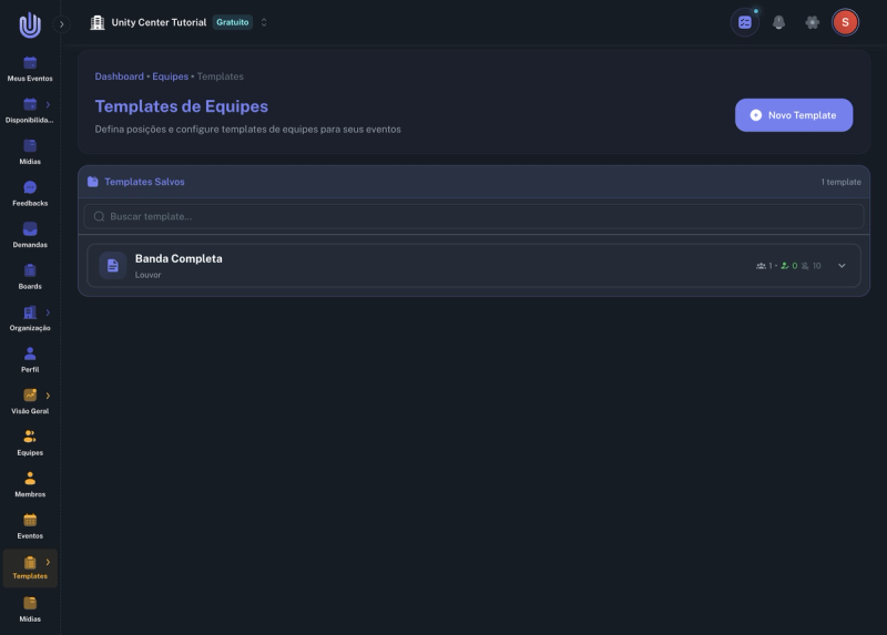 Lista com template Banda Completa criado