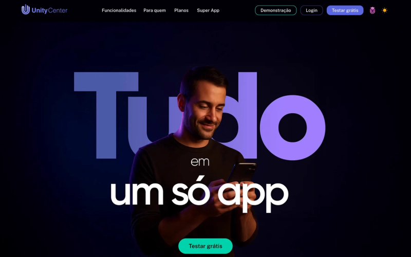 Botão Testar grátis no site do Unity